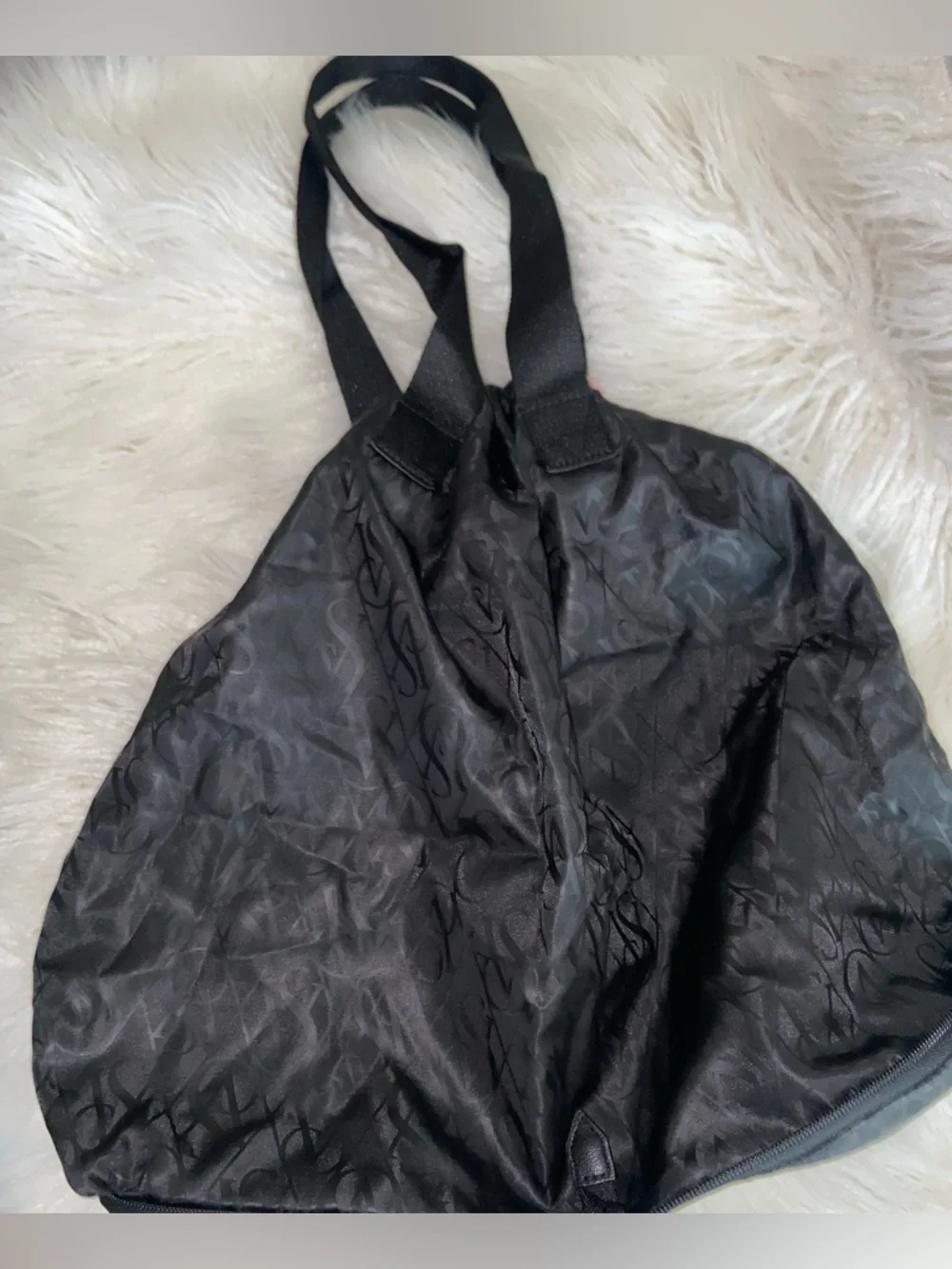 Victoria's Secret Black Tote with Pink Drawstring Accent - Picture 6 of 7